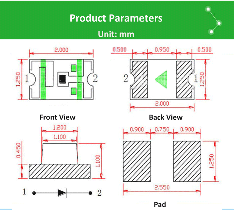 LED-SMD-0805-5-Color-Parameter